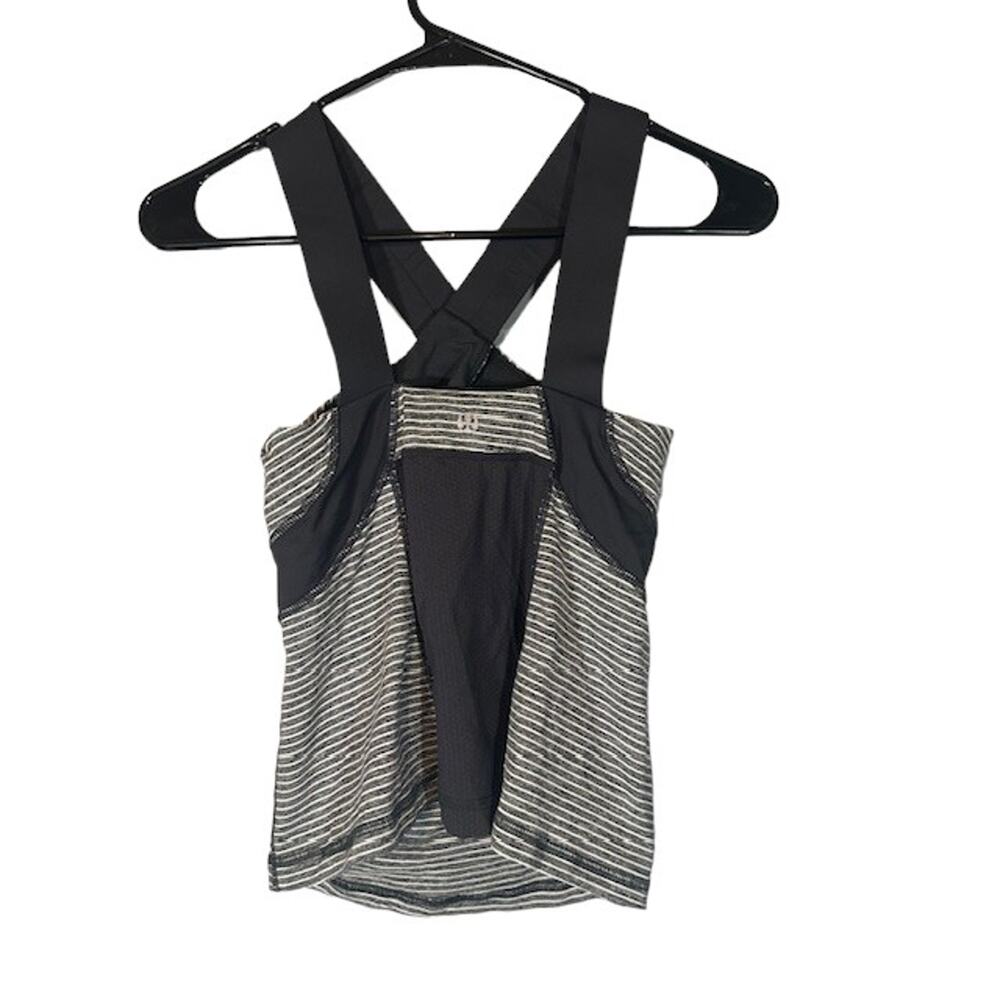 Lululemon Women’s Gray Striped Push Your Limits Athletic Tank Top Size 6